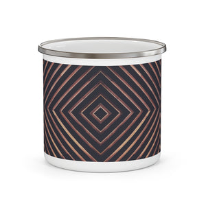 Brown Woodwork Pattern Enamel Mug