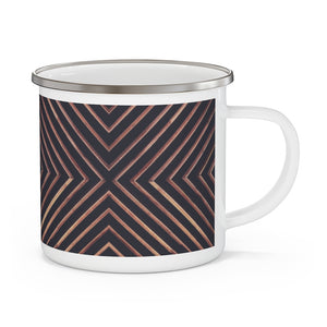 Brown Woodwork Pattern Enamel Mug