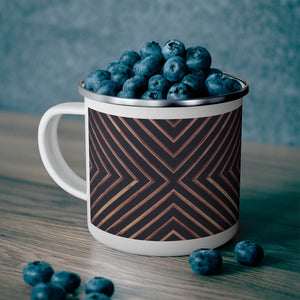 Brown Woodwork Pattern Enamel Mug