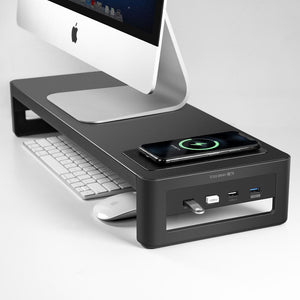 Monitor Riser with USB Hub and Wireless Charging