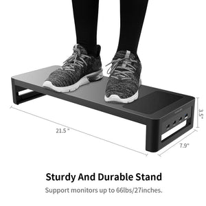 Monitor Riser with USB Hub and Wireless Charging