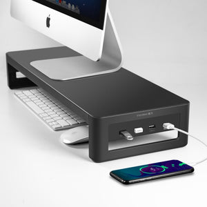 Monitor Riser with USB Hub and Wireless Charging